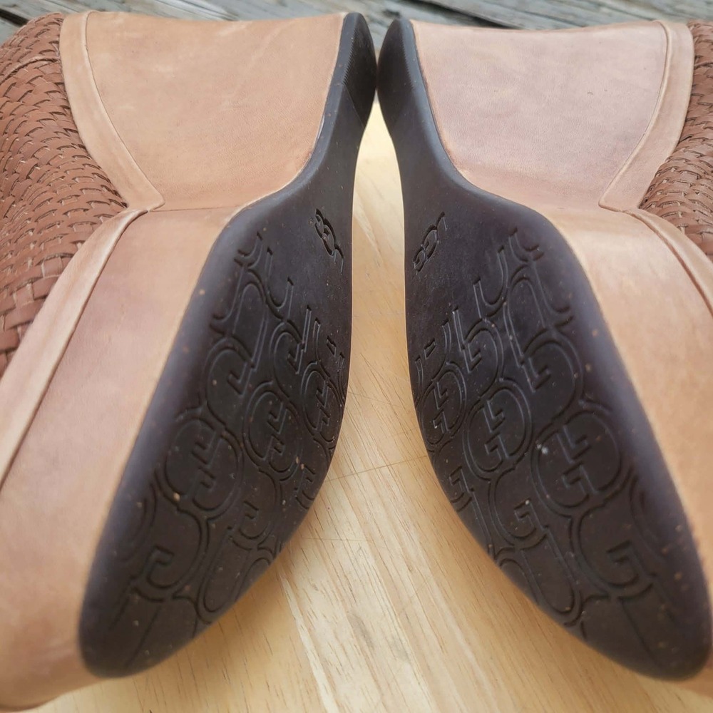 UGG Hamra Womens 8 US Woven Leather Peep Toe Wedge Booties Boho Chestnut 1002897 - Picture 9 of 15